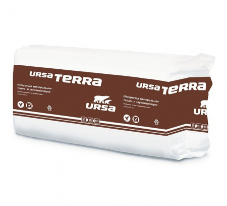 Минеральная вата URSA TERRA PRO 37 PN 1250х610х100 мм х 10 шт (0,762 м3/упак; 7,62 м2/упак), упак